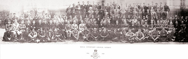 Students of the Royal Veterinary College in London, February 1930 in a group photograph.