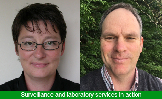 Kirsty Line, head of APHA’s Surveillance and Laboratory Services Department (SLSD) and Gareth Hateley, Veterinary Lead for APHA’s Cattle Expert Group.